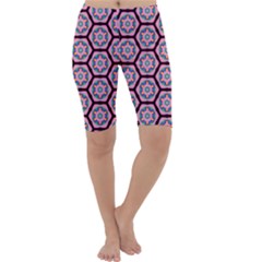 Background Pattern Tile Flower Cropped Leggings 