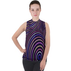 Abtract Colorful Spheres Mock Neck Chiffon Sleeveless Top by Vaneshart