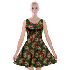 Seamless Paisley Pattern Velvet Skater Dress