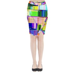 Glitch Art Abstract Midi Wrap Pencil Skirt