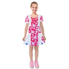 British Flag Abstract Kids  Short Sleeve Velvet Dress