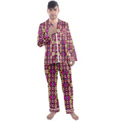 Red Rhombus And Other Shapes                                             Men s Satin Pajamas Long Pants Set by LalyLauraFLM