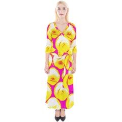 Pop Art Tennis Balls Quarter Sleeve Wrap Maxi Dress by essentialimage