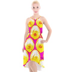 Pop Art Tennis Balls High-low Halter Chiffon Dress  by essentialimage