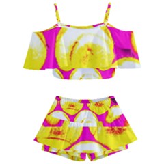 Pop Art Tennis Balls Kids  Off Shoulder Skirt Bikini by essentialimage