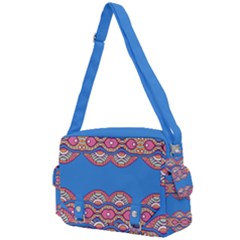 Shapes Chains On A Blue Background                                           Buckle Multifunction Bag