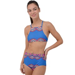 Shapes Chains On A Blue Background                                             High Waist Tankini Set by LalyLauraFLM