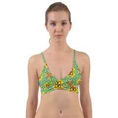 Flowers In Squares Pattern                                              Wrap Around Bikini Top by LalyLauraFLM