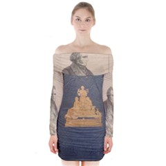 Illustrated Exhibitor 1 Long Sleeve Off Shoulder Dress