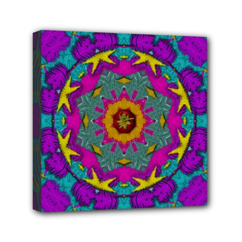Fern  Mandala  In Strawberry Decorative Style Mini Canvas 6  X 6  (stretched) by pepitasart