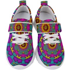 Fern  Mandala  In Strawberry Decorative Style Kids  Velcro Strap Shoes