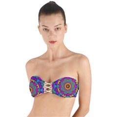 Fern  Mandala  In Strawberry Decorative Style Twist Bandeau Bikini Top by pepitasart