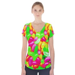 Vibrant Jelly Bean Candy Short Sleeve Front Detail Top by essentialimage
