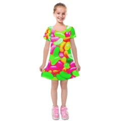 Vibrant Jelly Bean Candy Kids  Short Sleeve Velvet Dress by essentialimage