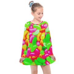 Vibrant Jelly Bean Candy Kids  Long Sleeve Dress by essentialimage
