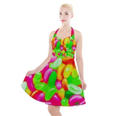 Vibrant Jelly Bean Candy Halter Party Swing Dress 