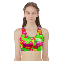 Vibrant Jelly Bean Candy Sports Bra With Border by essentialimage