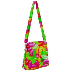 Vibrant Jelly Bean Candy Zipper Messenger Bag by essentialimage