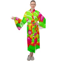 Vibrant Jelly Bean Candy Maxi Velour Kimono by essentialimage