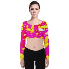 Vibrant Jelly Bean Candy Velvet Long Sleeve Crop Top by essentialimage