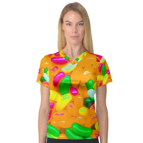 Vibrant Jelly Bean Candy V-neck Sport Mesh Tee by essentialimage