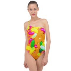 Vibrant Jelly Bean Candy Classic One Shoulder Swimsuit by essentialimage