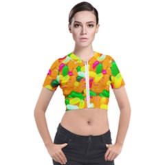 Vibrant Jelly Bean Candy Short Sleeve Cropped Jacket