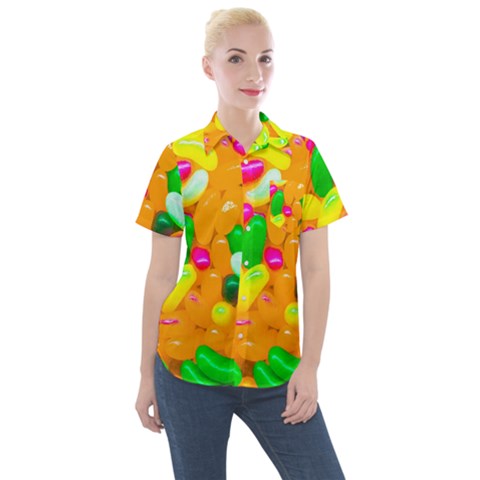 Vibrant Jelly Bean Candy Women s Short Sleeve Pocket Shirt by essentialimage