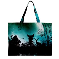 Litte Fairy With Deer In The Night Zipper Mini Tote Bag by FantasyWorld7