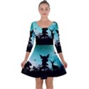 Litte Fairy With Deer In The Night Quarter Sleeve Skater Dress View1