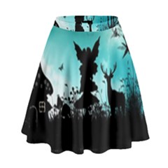 Litte Fairy With Deer In The Night High Waist Skirt by FantasyWorld7