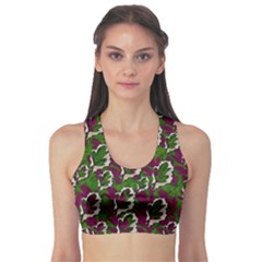 Green Fauna And Leaves In So Decorative Style Sports Bra by pepitasart