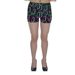 Green Fauna And Leaves In So Decorative Style Skinny Shorts
