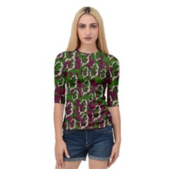 Green Fauna And Leaves In So Decorative Style Quarter Sleeve Raglan Tee