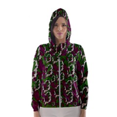 Green Fauna And Leaves In So Decorative Style Women s Hooded Windbreaker