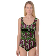 Green Fauna And Leaves In So Decorative Style Princess Tank Leotard 