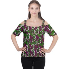 Green Fauna And Leaves In So Decorative Style Cutout Shoulder Tee