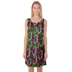 Green Fauna And Leaves In So Decorative Style Sleeveless Satin Nightdress