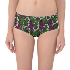 Green Fauna And Leaves In So Decorative Style Mid-waist Bikini Bottoms