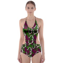 Green Fauna And Leaves In So Decorative Style Cut-out One Piece Swimsuit