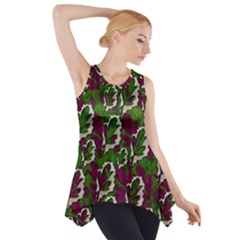 Green Fauna And Leaves In So Decorative Style Side Drop Tank Tunic