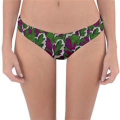 Green Fauna And Leaves In So Decorative Style Reversible Hipster Bikini Bottoms