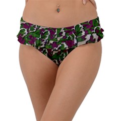 Green Fauna And Leaves In So Decorative Style Frill Bikini Bottom