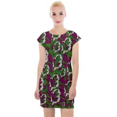 Green Fauna And Leaves In So Decorative Style Cap Sleeve Bodycon Dress