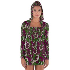 Green Fauna And Leaves In So Decorative Style Long Sleeve Hooded T-shirt by pepitasart