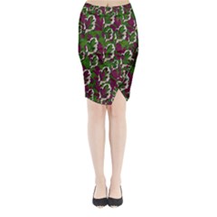 Green Fauna And Leaves In So Decorative Style Midi Wrap Pencil Skirt