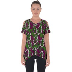 Green Fauna And Leaves In So Decorative Style Cut Out Side Drop Tee