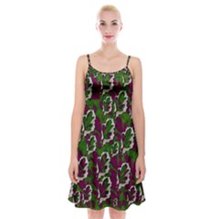 Green Fauna And Leaves In So Decorative Style Spaghetti Strap Velvet Dress