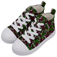 Green Fauna And Leaves In So Decorative Style Kids  Mid-top Canvas Sneakers