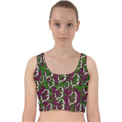 Green Fauna And Leaves In So Decorative Style Velvet Racer Back Crop Top